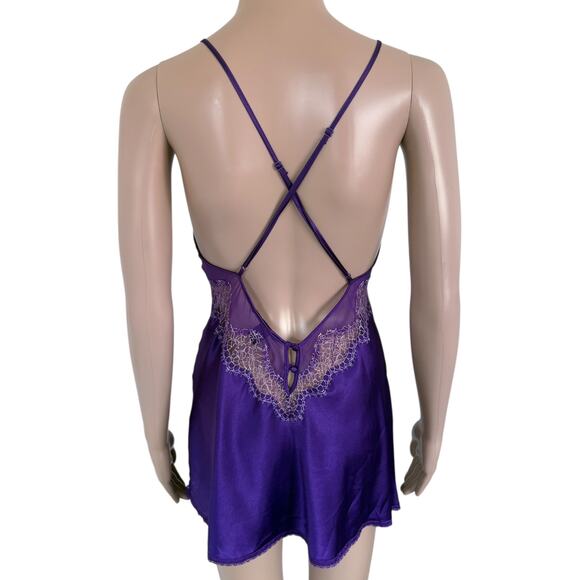 Victoria’s Secret Purple Satin Lace Chemise Slip Lingerie Nightgown Y2K Style S - Picture 5 of 9